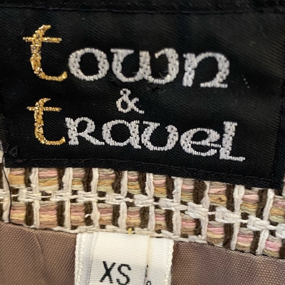 Town & Travel Womens Textured Cream Tan Weave Blazer / Made In USA / Size XS - Picture 9 of 11